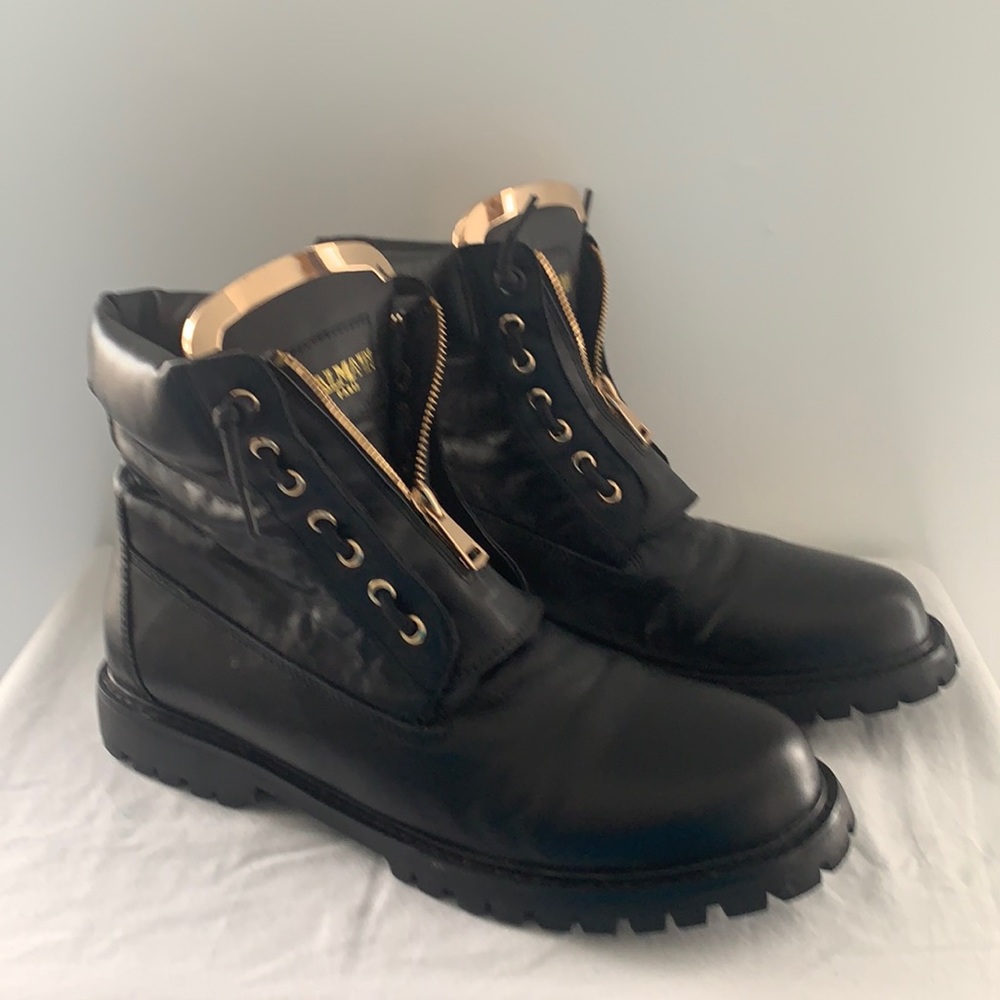 BALMAIN Paris Women's "Taiga Ranger" Black Leather Boots Size 42 /US 10 KEA